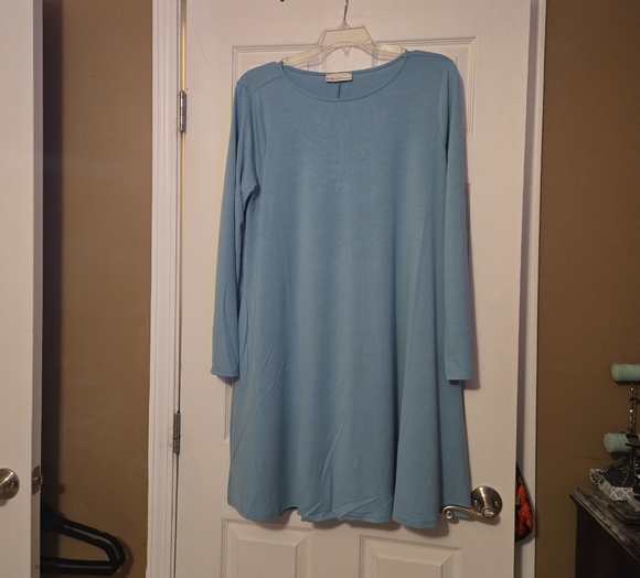 Zenana Signature Dresses & Skirts - Zenana Dusty Teal Long Sleeve Dress